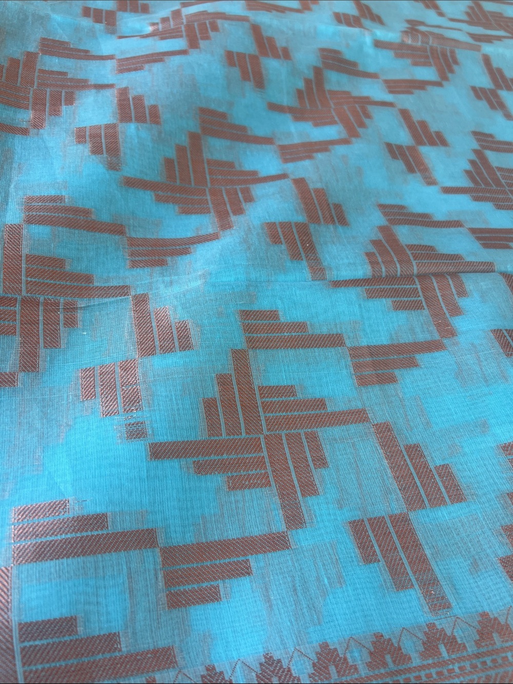 NWT Light Blue and Reddish brown Saree-